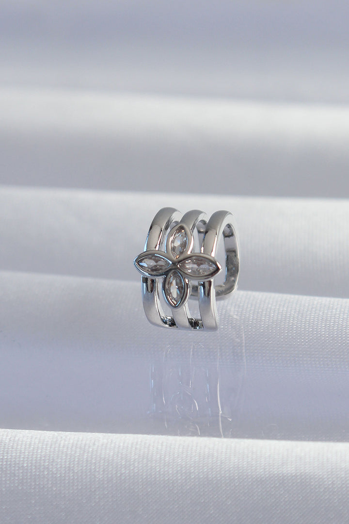 EBJ Rice Silver Color Clover Earcuff Earring - Palm Beach Gardens