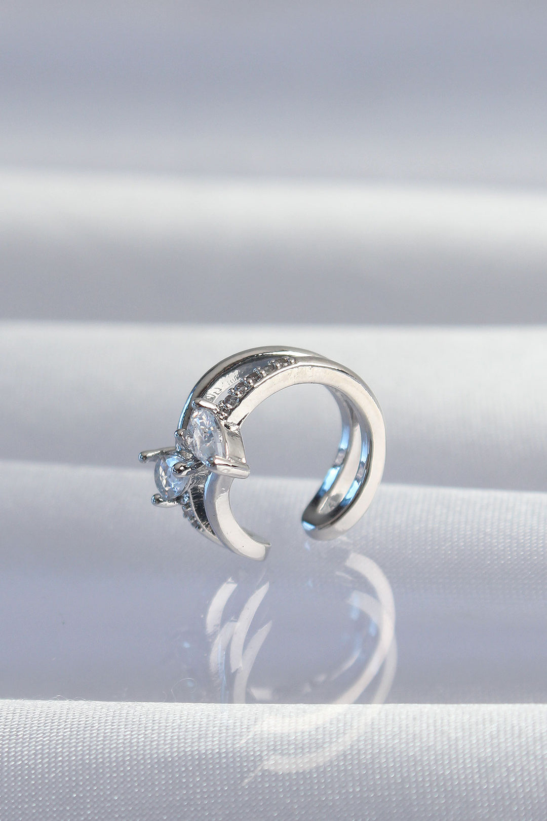 EBJ Rice Silver Color Zircon Stone Drop Earcuff Earring - Paramount