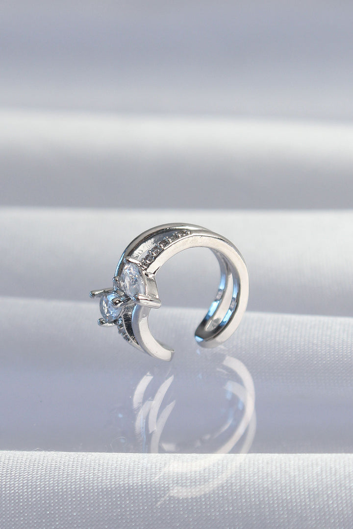 EBJ Rice Silver Color Zircon Stone Drop Earcuff Earring - Paramount