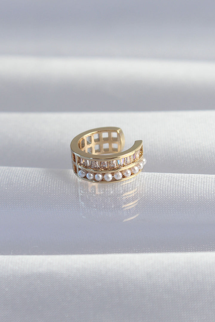 EBJ Rice Gold Color Pearl Baguette Stone Earcuff Earring - Auckland