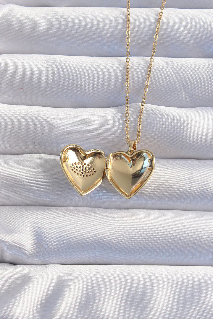 EBJ 316L Stainless Steel Chain Gold Color with Zircon Stone Eye Figure Openable Heart Model Necklace - Parkersburg