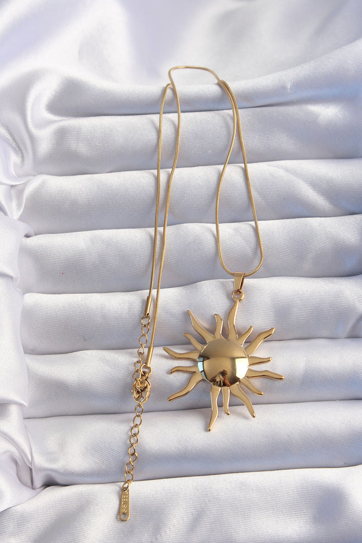 EBJ 316L Steel Chain Gold Color Mirror Model Sun Necklace - Hialeah