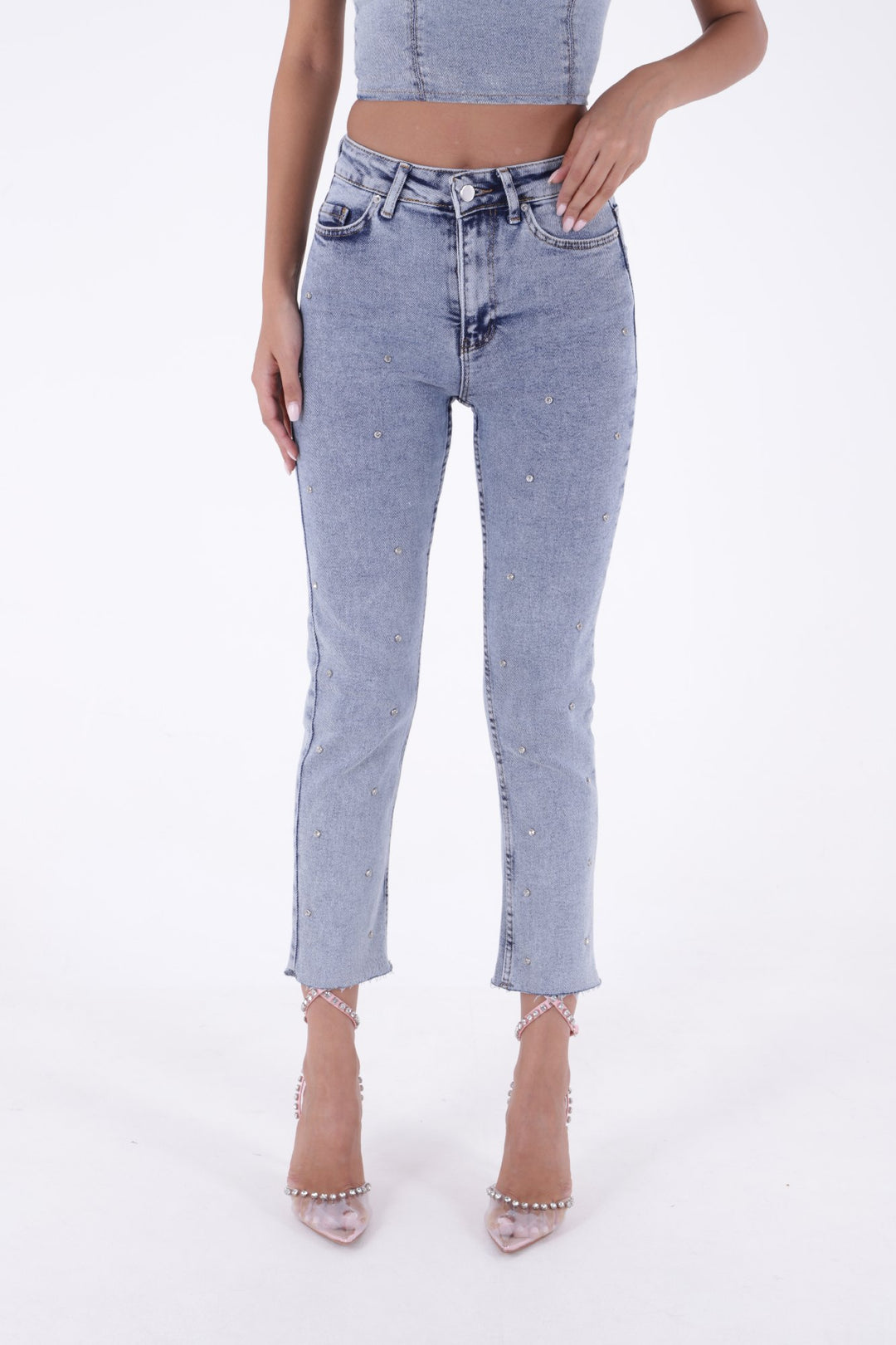 XLJ High Waisted Mom Fit Jean with Drops and Fringe Ending Mixed - Soledad de Graciano Sánchez