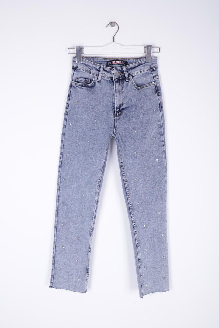 XLJ High Waisted Mom Fit Jean with Drops and Fringe Ending Mixed - Soledad de Graciano Sánchez