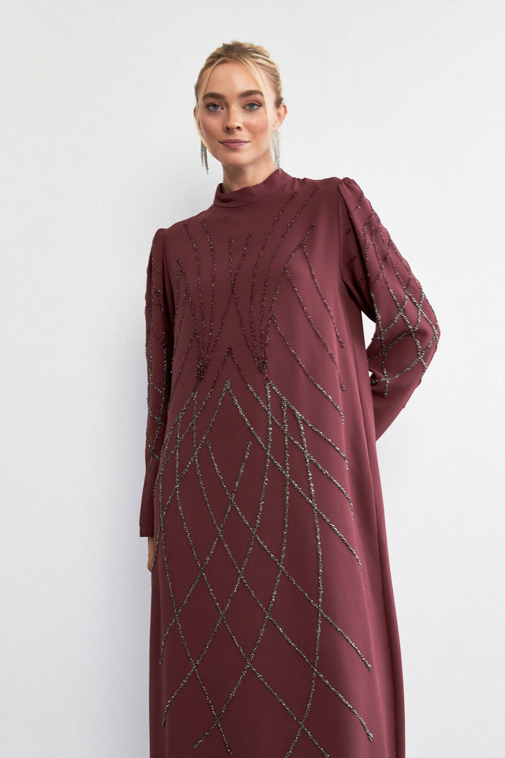 ZRF Women Alora Stone-Embroidered Evening Dress - Rose Pink - Sambir
