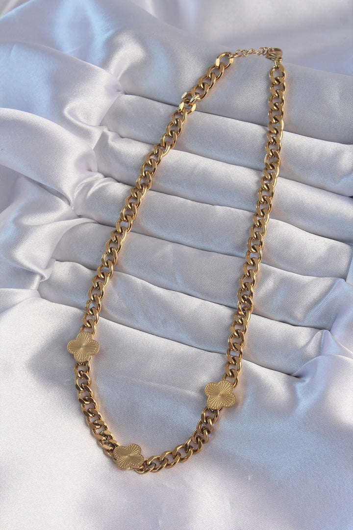 EBJ 316L Steel Gold Color Embroidered Clover Model Chain Necklace - Rochester Hills