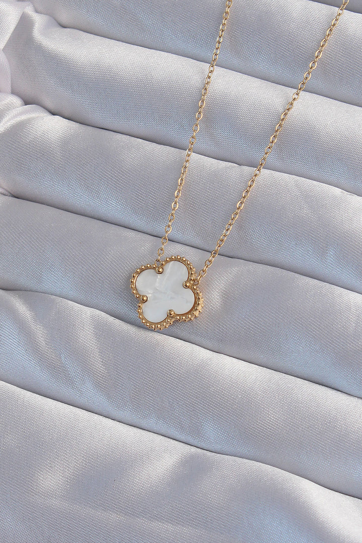EBJ 316L Steel Gold Color White Mother of Pearl Clover Necklace - Svyetlahorsk