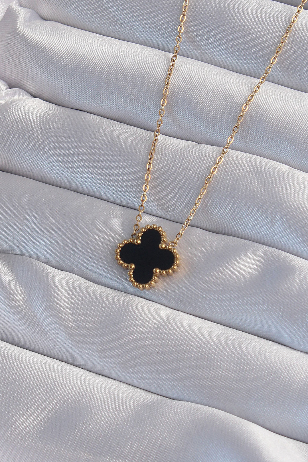 EBJ 316L Steel Gold Color Black Enamel Clover Necklace - San Luis de la Paz