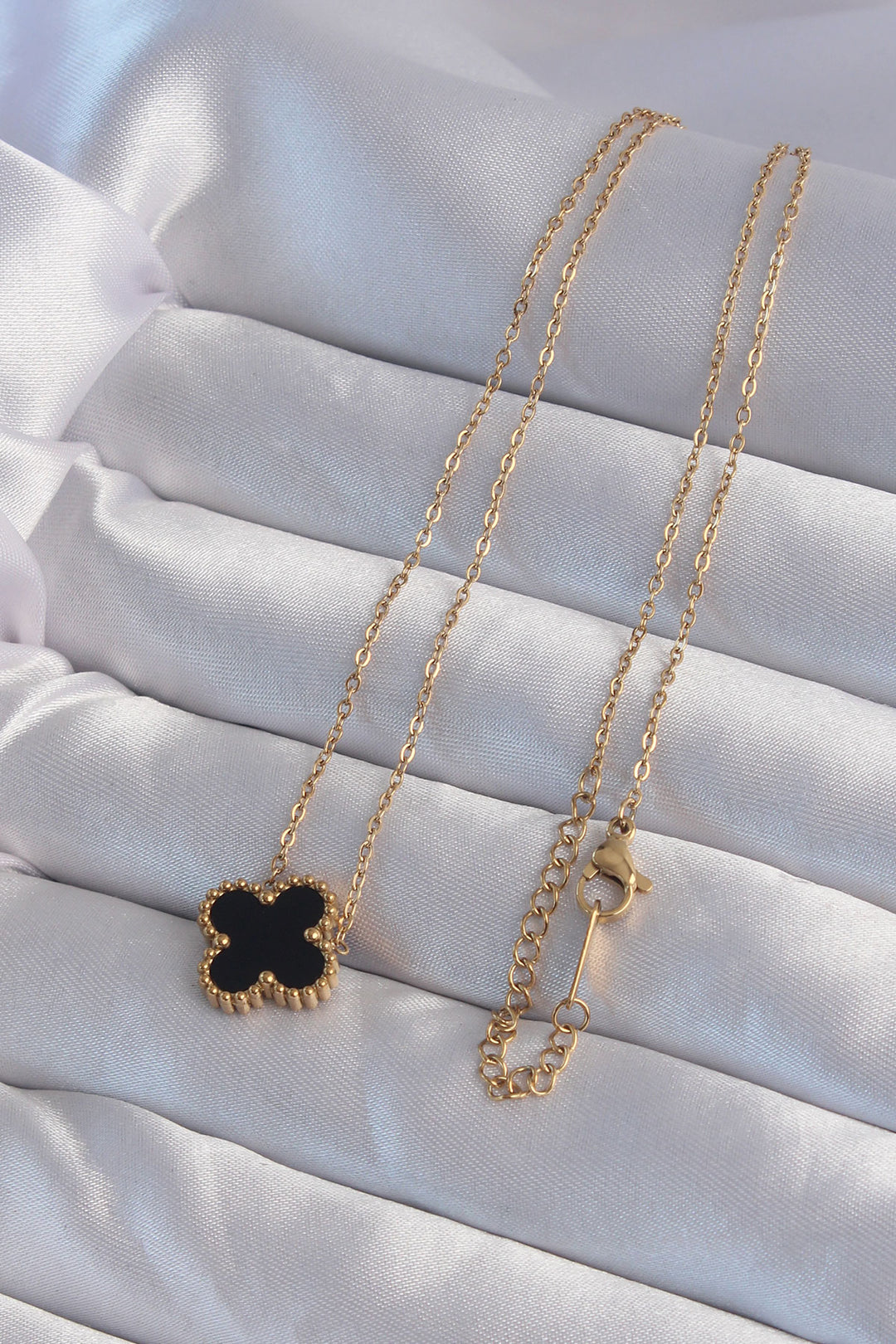 EBJ 316L Steel Gold Color Black Enamel Clover Necklace - San Luis de la Paz