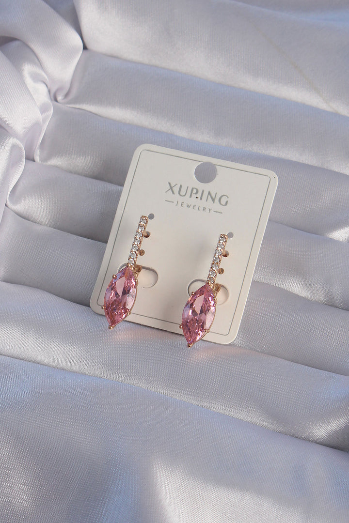 EBJ XUPİNG Rose Color Pink Zircon Stone Dangle Earrings - La Mirada