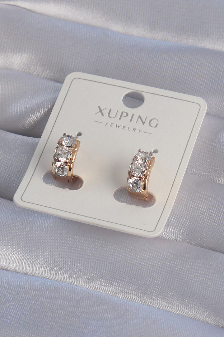 EBJ XUPİNG Rose Color Zircon Stone Minimalist Hoop Earring - Torres Novas