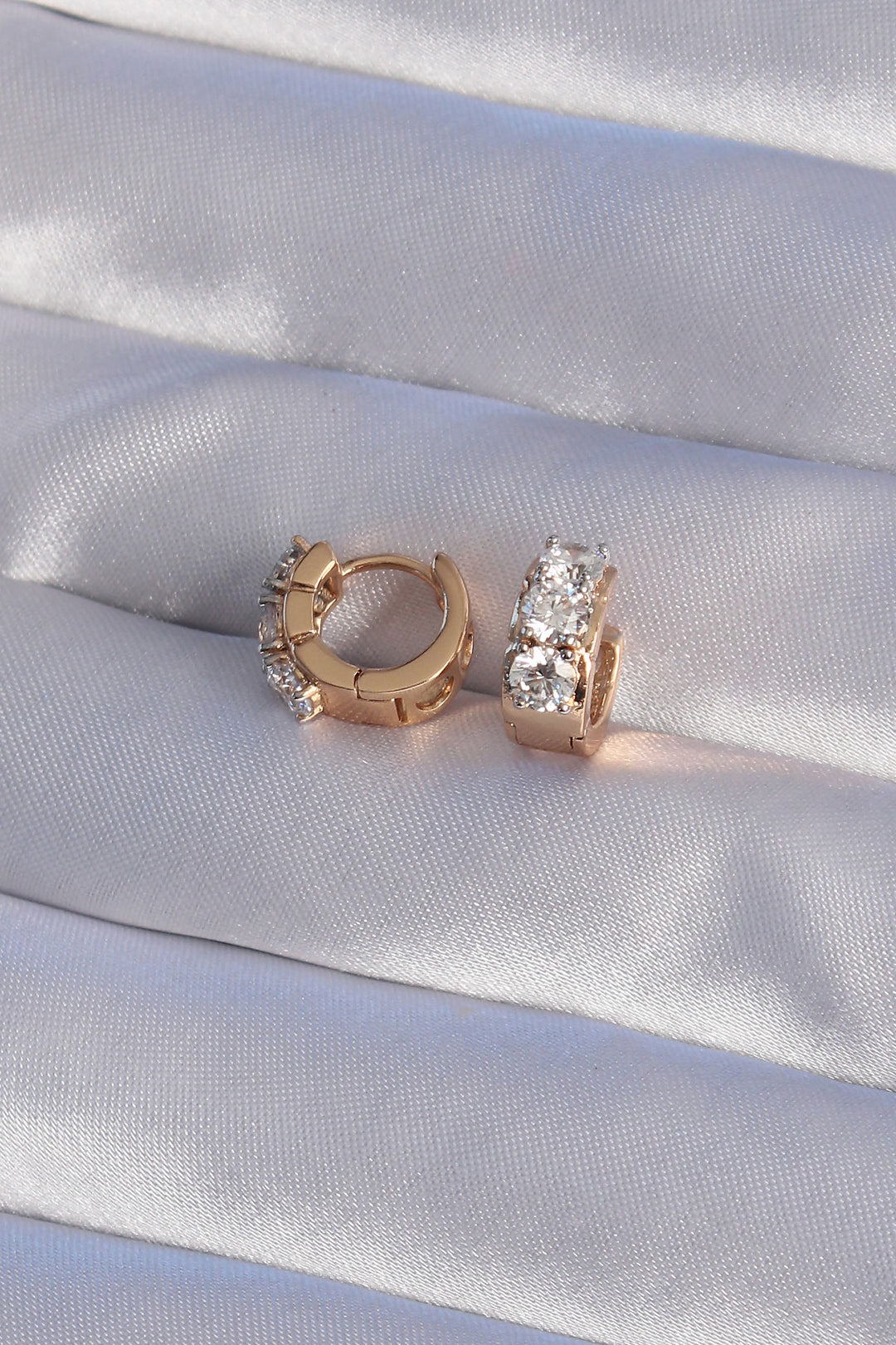 EBJ XUPİNG Rose Color Zircon Stone Minimalist Hoop Earring - Torres Novas