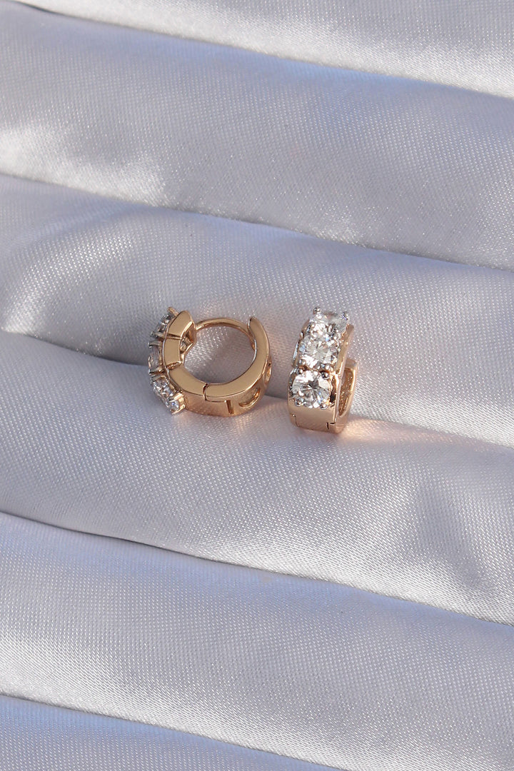 EBJ XUPİNG Rose Color Zircon Stone Minimalist Hoop Earring - Torres Novas