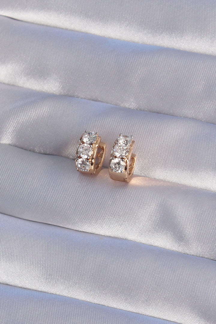 EBJ XUPİNG Rose Color Zircon Stone Minimalist Hoop Earring - Torres Novas