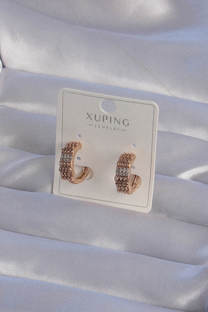 EBJ XUPİNG Rose Color Zircon Stone Embroidered Hoop Earring - Clovis