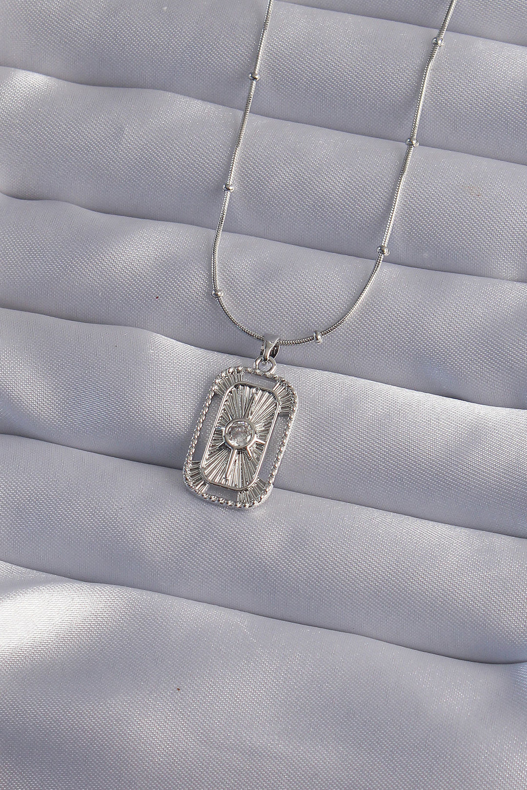EBJ 316L Stainless Steel Chain Silver Color Zircon Stone Tarot Necklace - Arvada