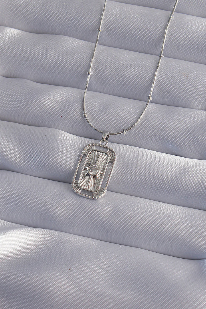 EBJ 316L Stainless Steel Chain Silver Color Zircon Stone Tarot Necklace - Arvada