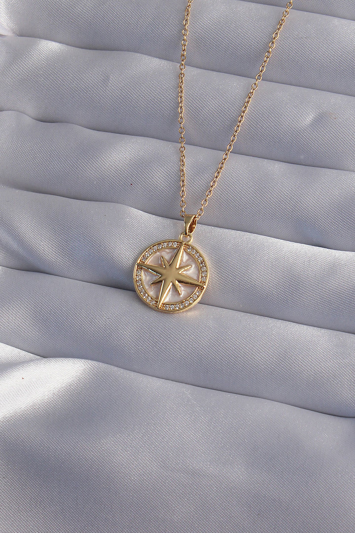 EBJ 316L Stainless Steel Chain Gold Color Zircon Stone Polar Star Necklace - Brive-la-Gaillarde
