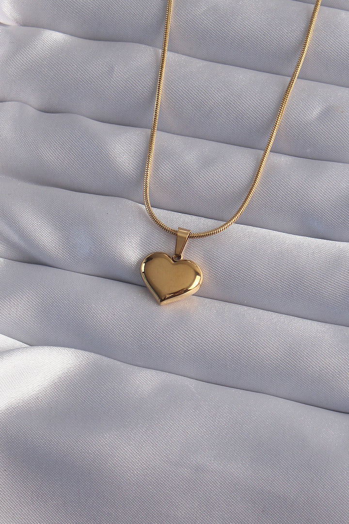 EBJ 316L Steel Chain Gold Color Mirror Plate Heart Necklace - Pervomaisk
