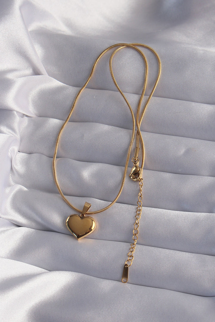 EBJ 316L Steel Chain Gold Color Mirror Plate Heart Necklace - Pervomaisk