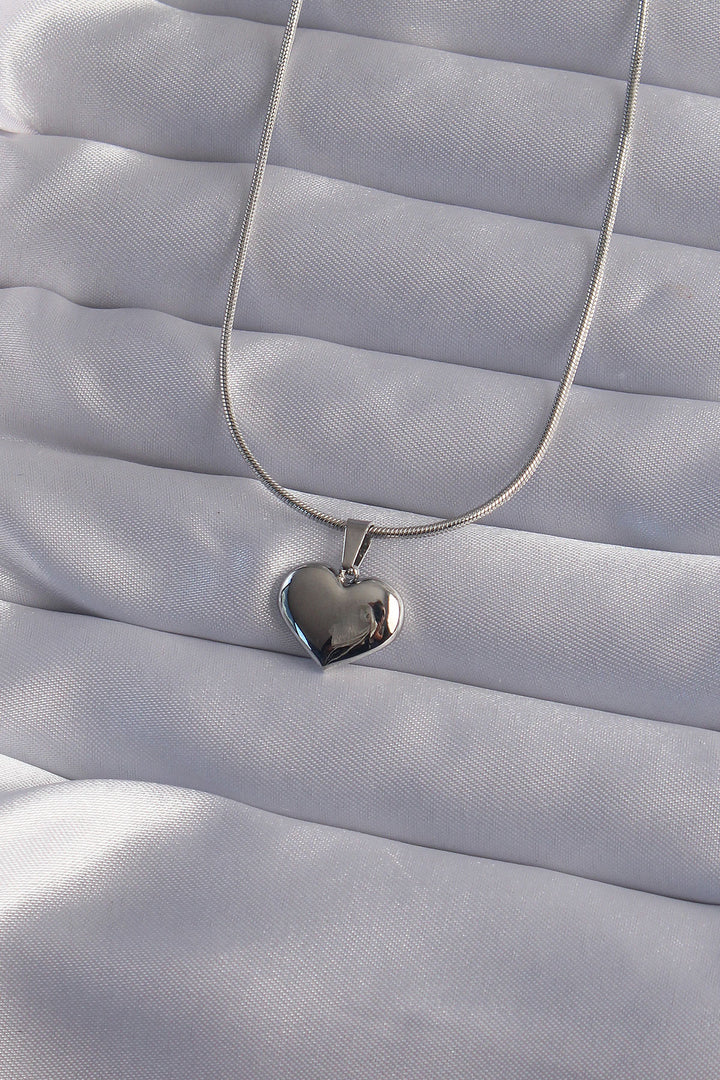 EBJ 316L Stainless Steel Chain Silver Color Mirror Plate Heart Necklace - Newark