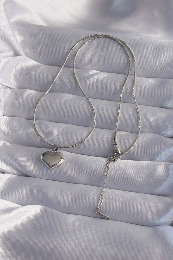 EBJ 316L Stainless Steel Chain Silver Color Mirror Plate Heart Necklace - Newark