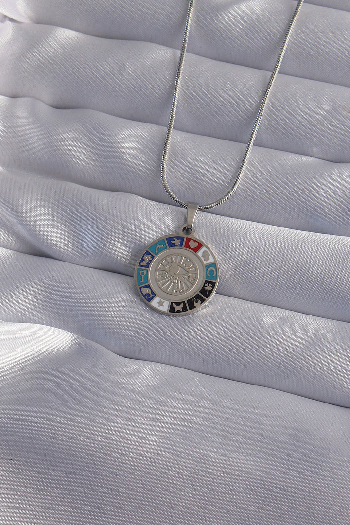 EBJ 316L Stainless Steel Chain Silver Color Eye-themed Pendant Lucky Necklace - Weert