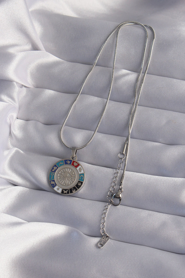 EBJ 316L Stainless Steel Chain Silver Color Eye-themed Pendant Lucky Necklace - Weert