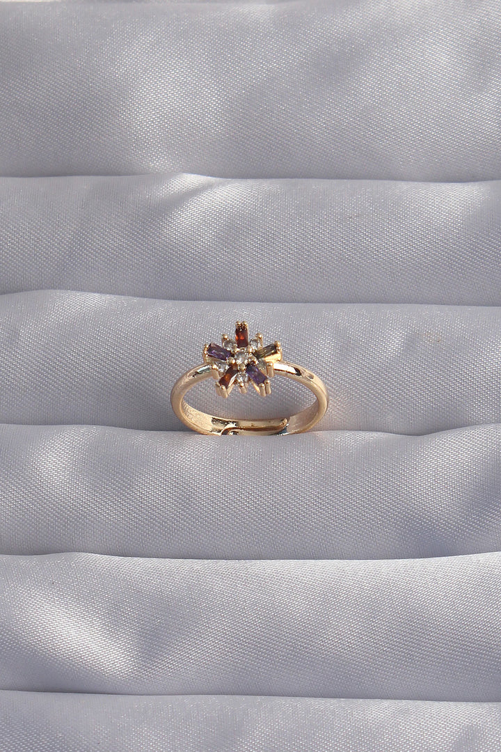 EBJ Adjustable Ring with Rice Gold Colorful Zircon Stones - Revere