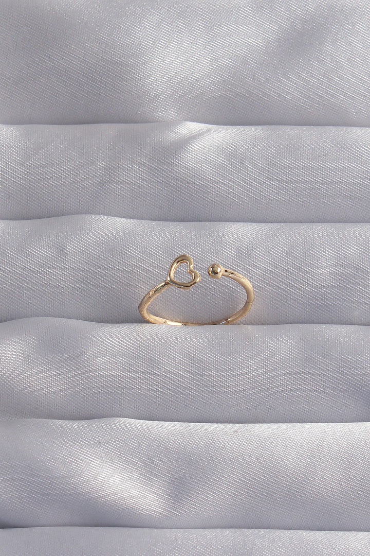 EBJ Adjustable Heart Shaped Gold Color Rice Ring - Central Islip