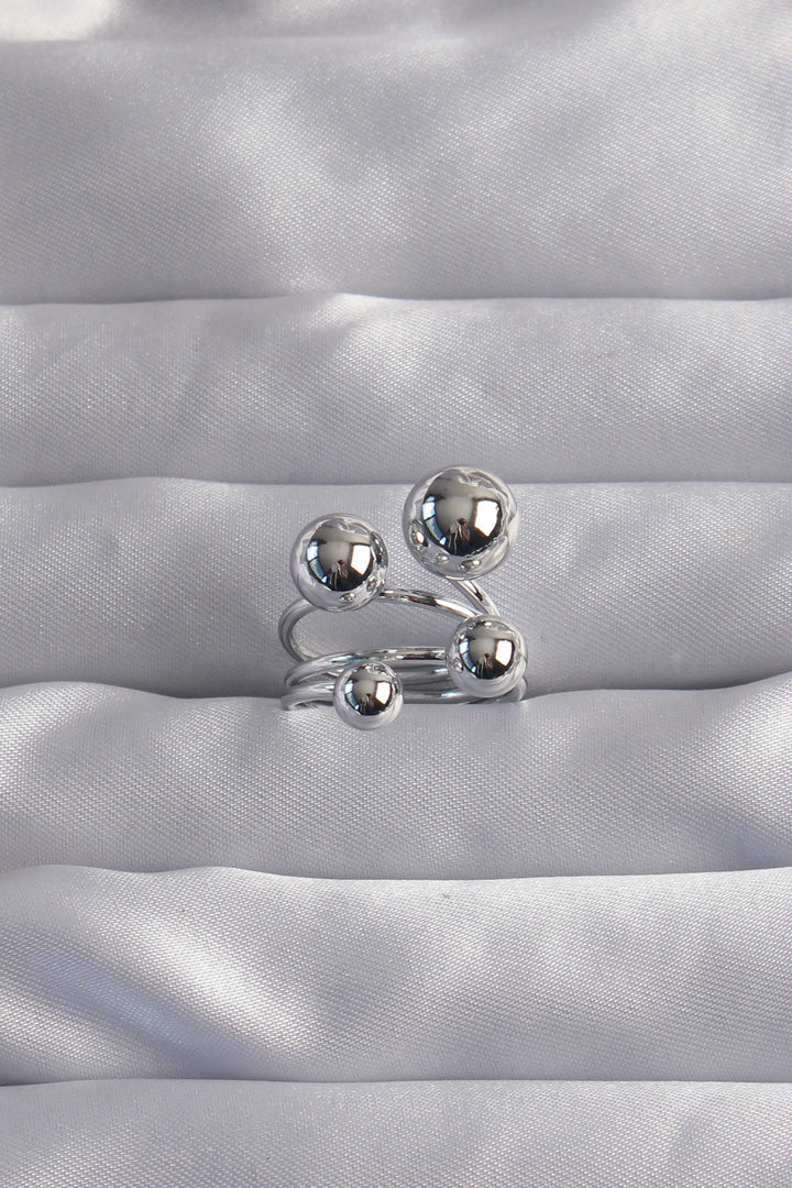 EBJ Adjustable Ring with Rice Silver Color Bead Design - Fontana