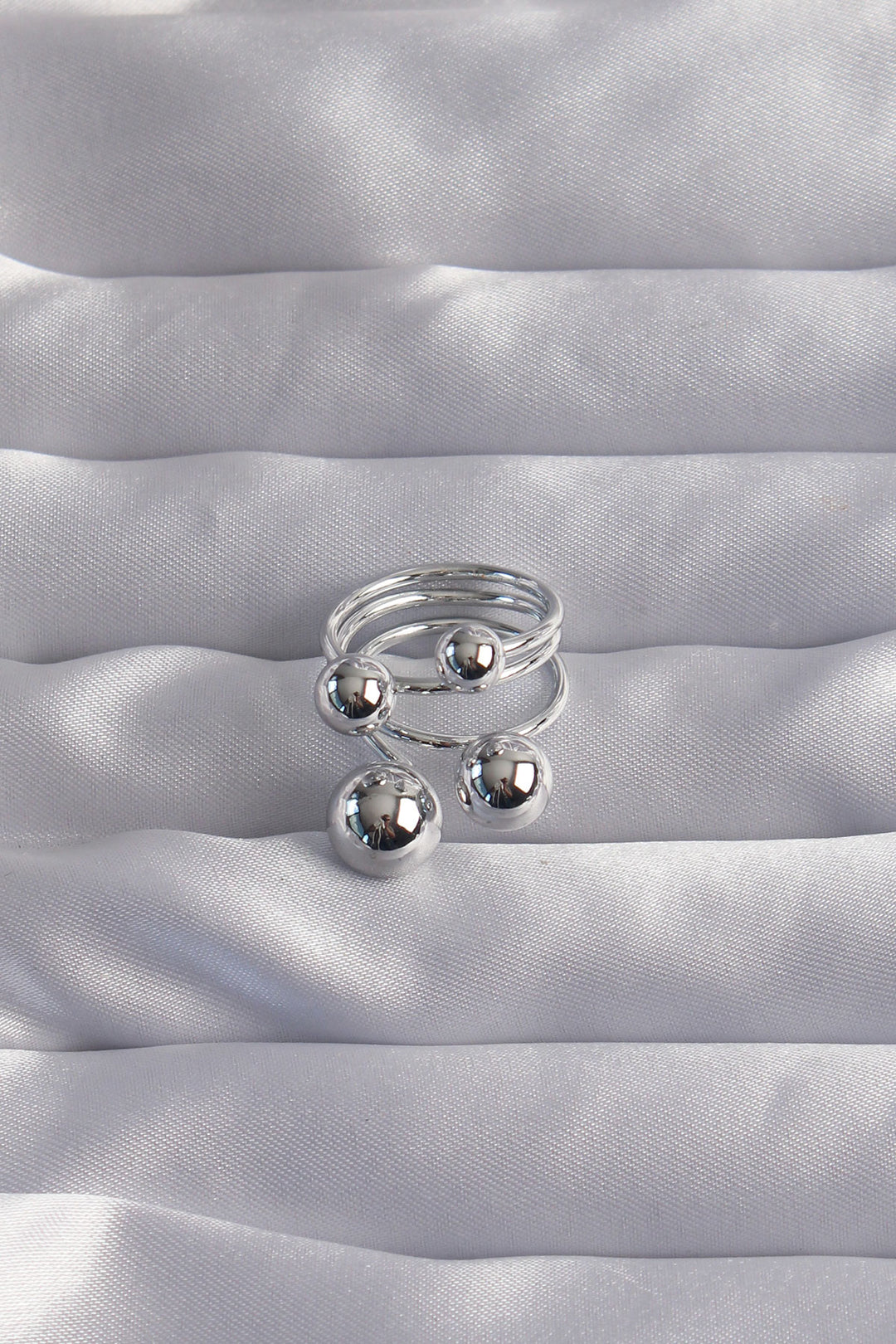 EBJ Adjustable Ring with Rice Silver Color Bead Design - Fontana