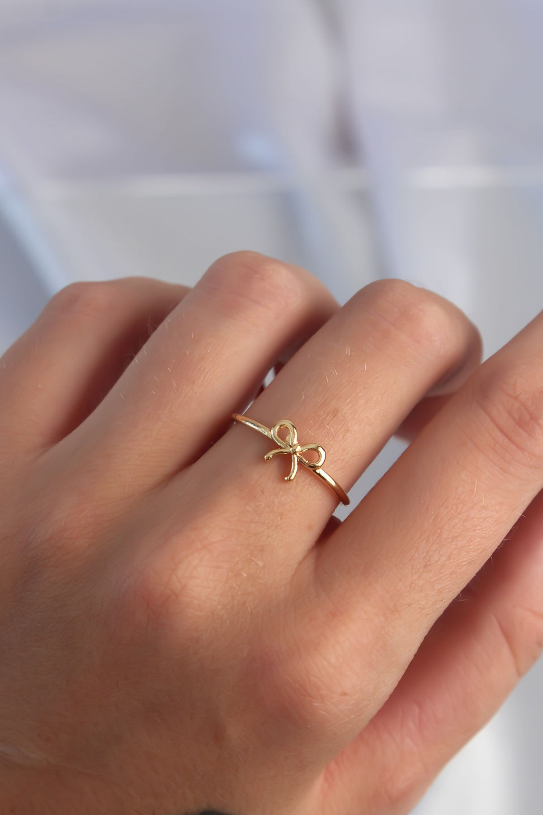EBJ Adjustable Ring with Rice Gold Color Bow Model - Erith