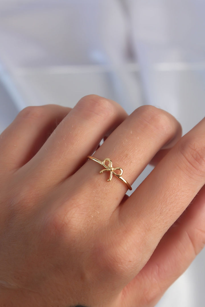EBJ Adjustable Ring with Rice Gold Color Bow Model - Erith