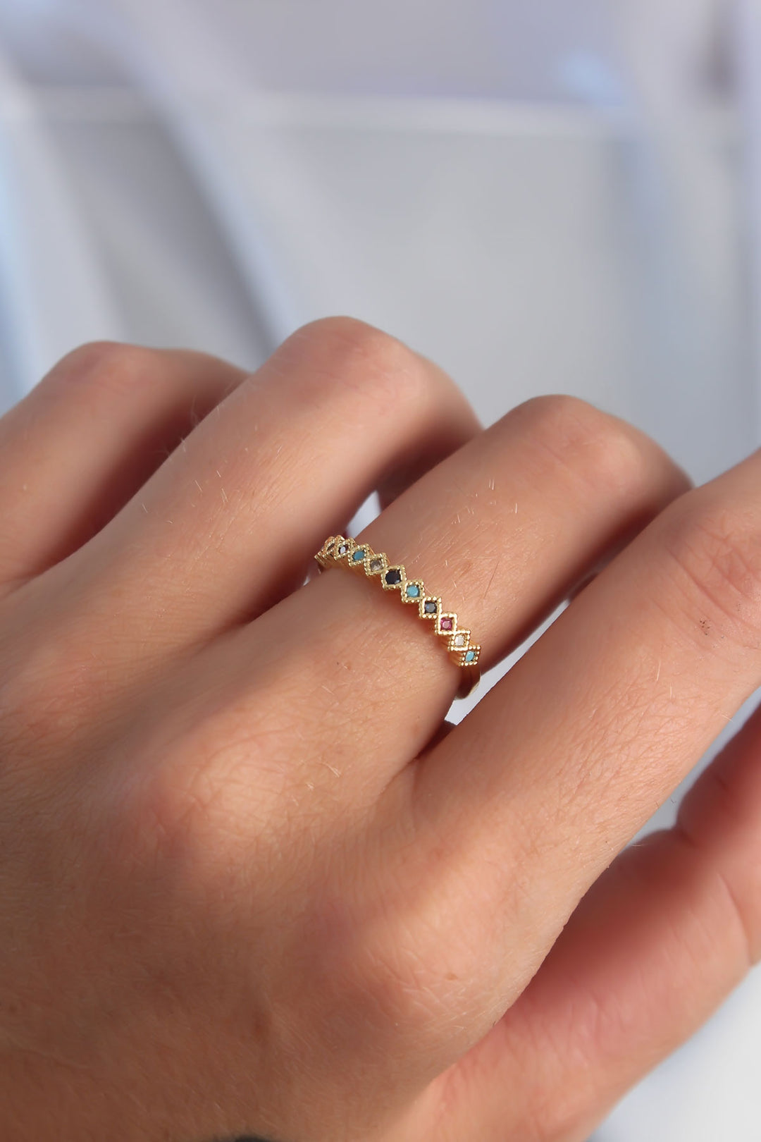 EBJ Adjustable Ring with Rice Gold Colorful Zircon Stones - Nijmegen