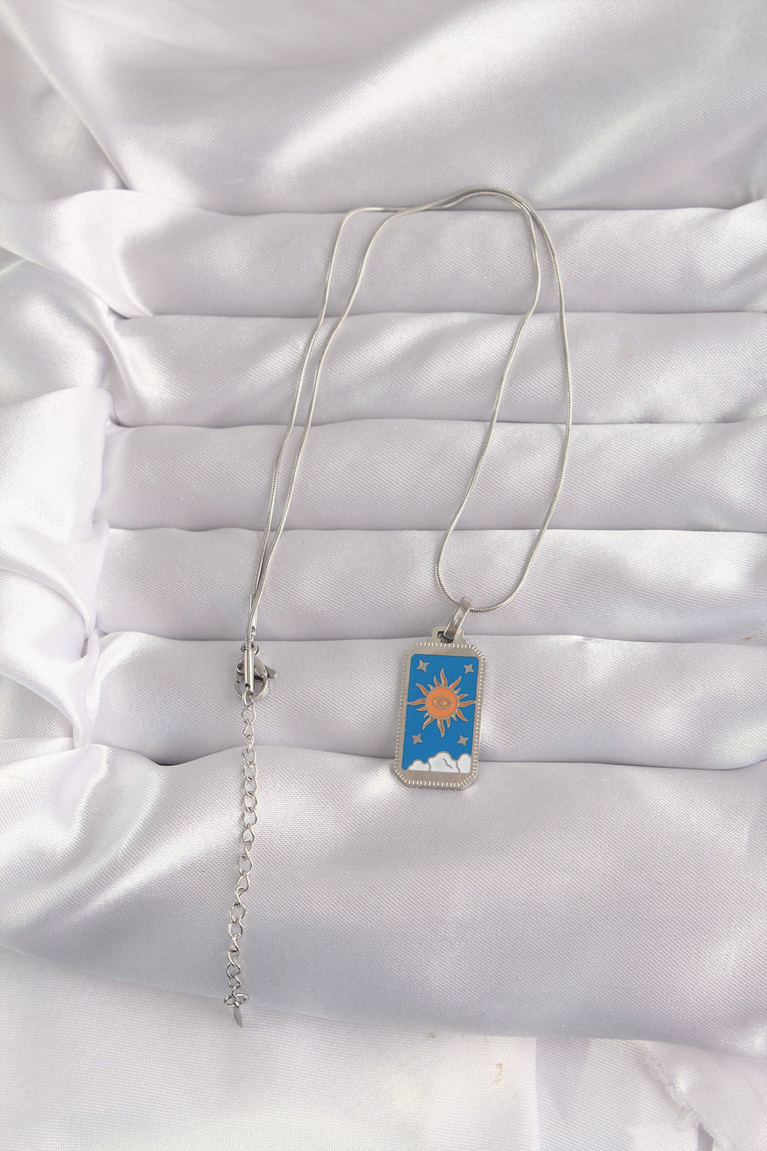EBJ 316L Steel Silver Color Blue Enamel Sun Design Tarot Necklace - Hückelhoven