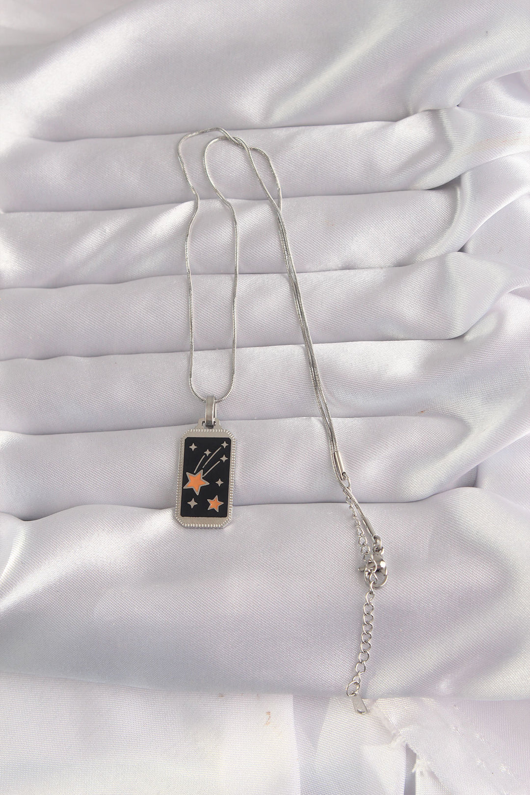 EBJ 316L Stainless Steel Silver Color Black Enamel Star Figure Tarot Necklace - Attleboro