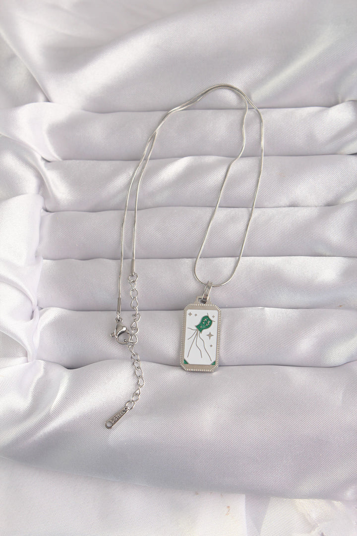 EBJ 316L Stainless Steel Silver Color White Enamel Tarot Necklace - Franklin