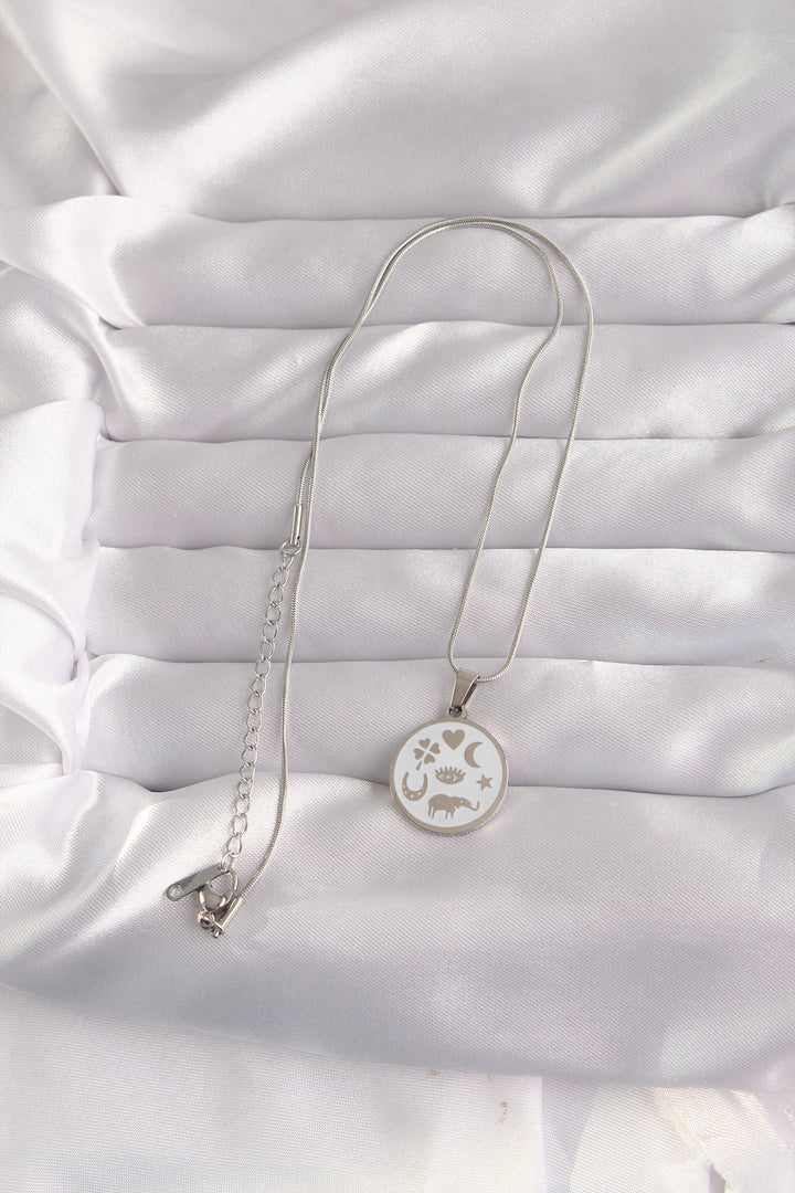 EBJ 316L Stainless Steel Silver Color White Enamel Mixed Figure Tarot Necklace - Marijampolė