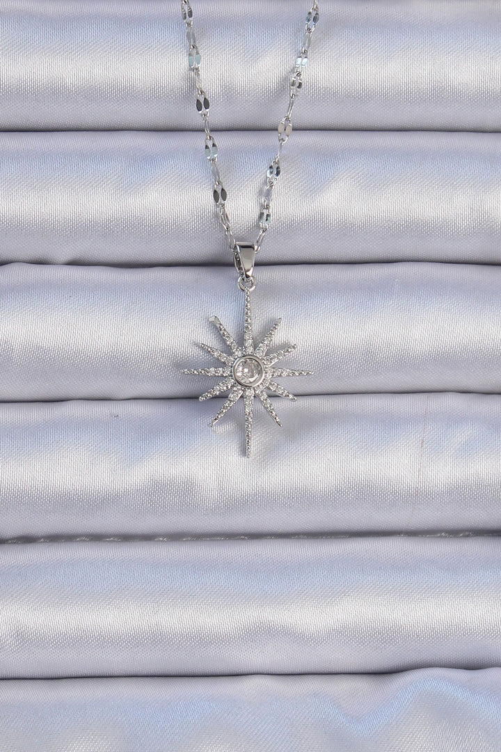 EBJ 316L Stainless Steel Chain Silver Color Zircon Stone Polaris Star Necklace - San José del Rincón Centro