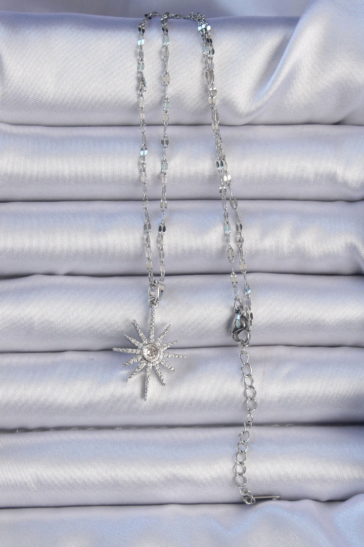 EBJ 316L Stainless Steel Chain Silver Color Zircon Stone Polaris Star Necklace - San José del Rincón Centro