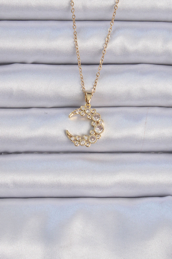 EBJ 316L Steel Chain Gold Color Zircon Stone Moon Necklace - Eagle Mountain