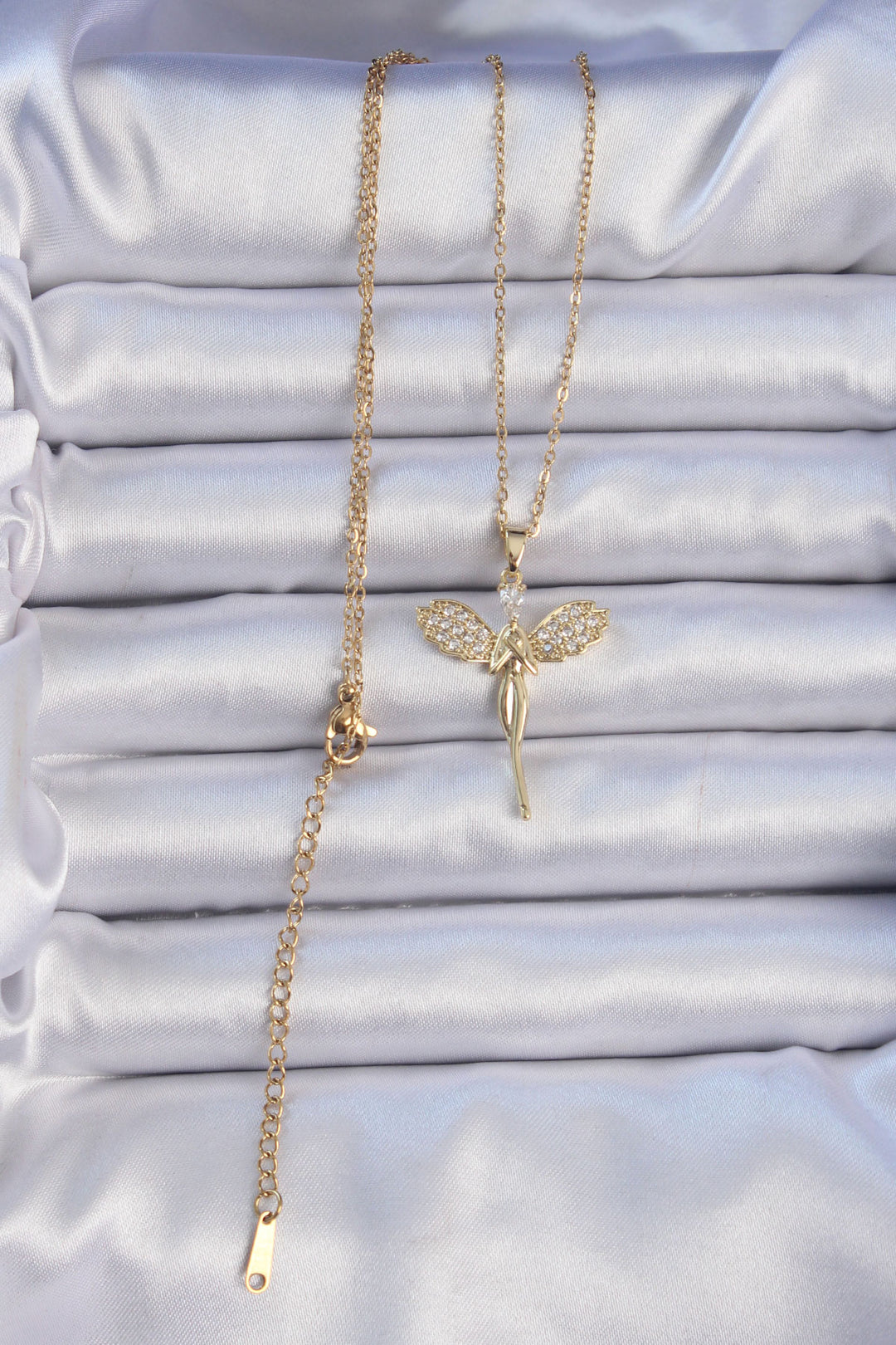 EBJ 316L Stainless Steel Chain Gold Color Fairy Necklace with Zircon Stone - Plasencia