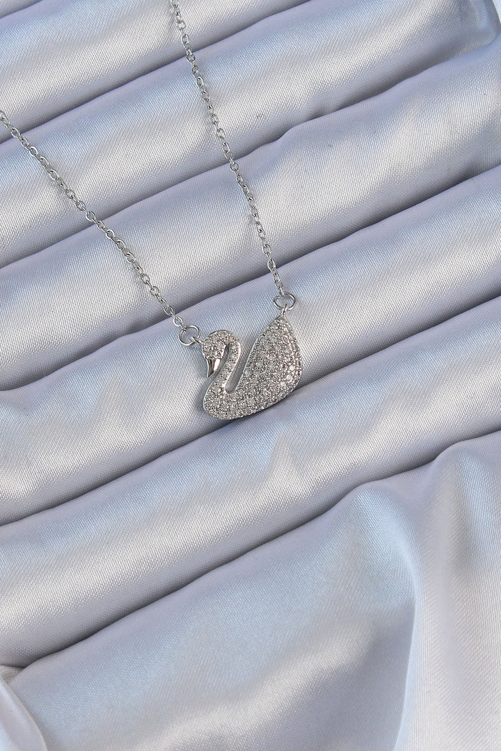 EBJ 316L Stainless Steel Chain Silver Color Swan Pendant with Zircon Stone - Napa