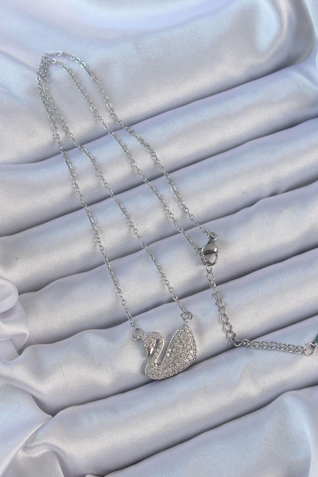 EBJ 316L Stainless Steel Chain Silver Color Swan Pendant with Zircon Stone - Napa