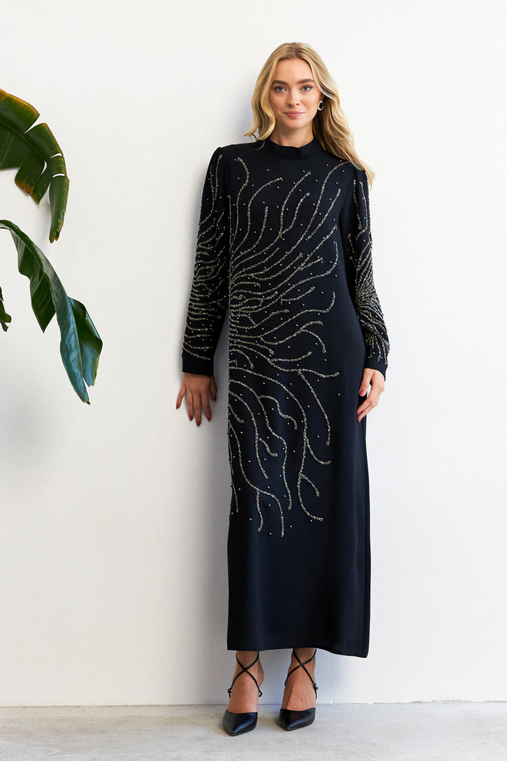 ZRF Women Velina Stone-Embroidered Evening Dress - Black - Levittown