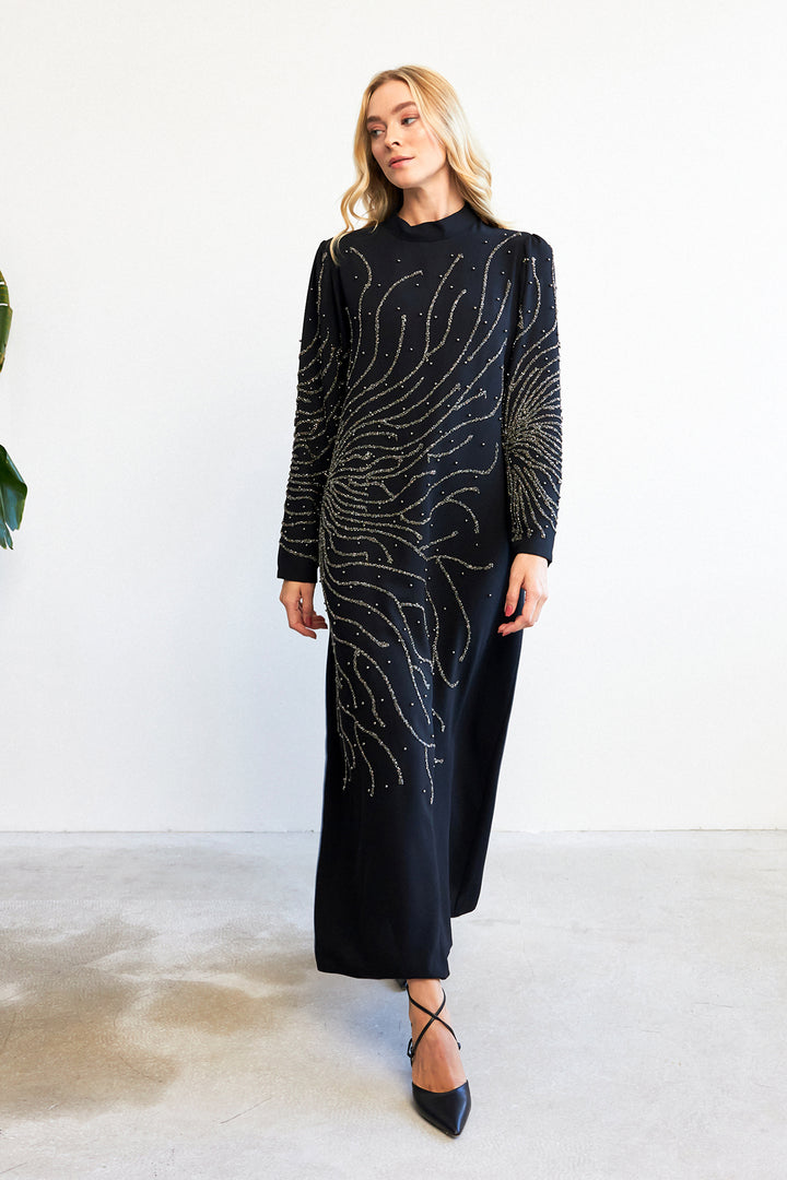ZRF Women Velina Stone-Embroidered Evening Dress - Black - Levittown