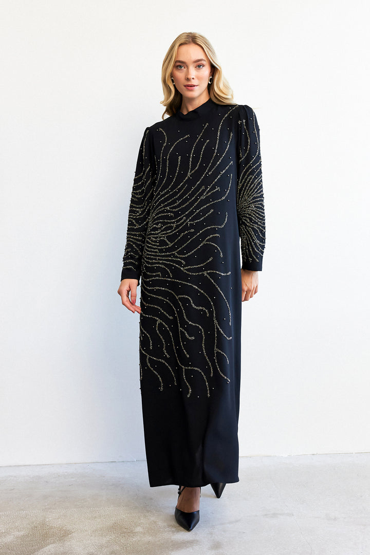 ZRF Women Velina Stone-Embroidered Evening Dress - Black - Levittown