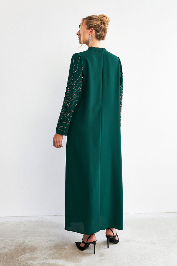 ZRF Women Velina Stone-Embroidered Evening Dress - Emerald - Altamonte Springs