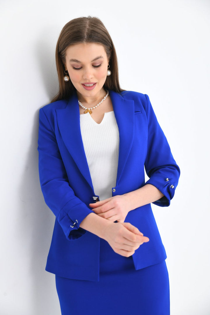 NDL Women Blue Sleeve Detail Skirt Suit for Women - Cincinnati